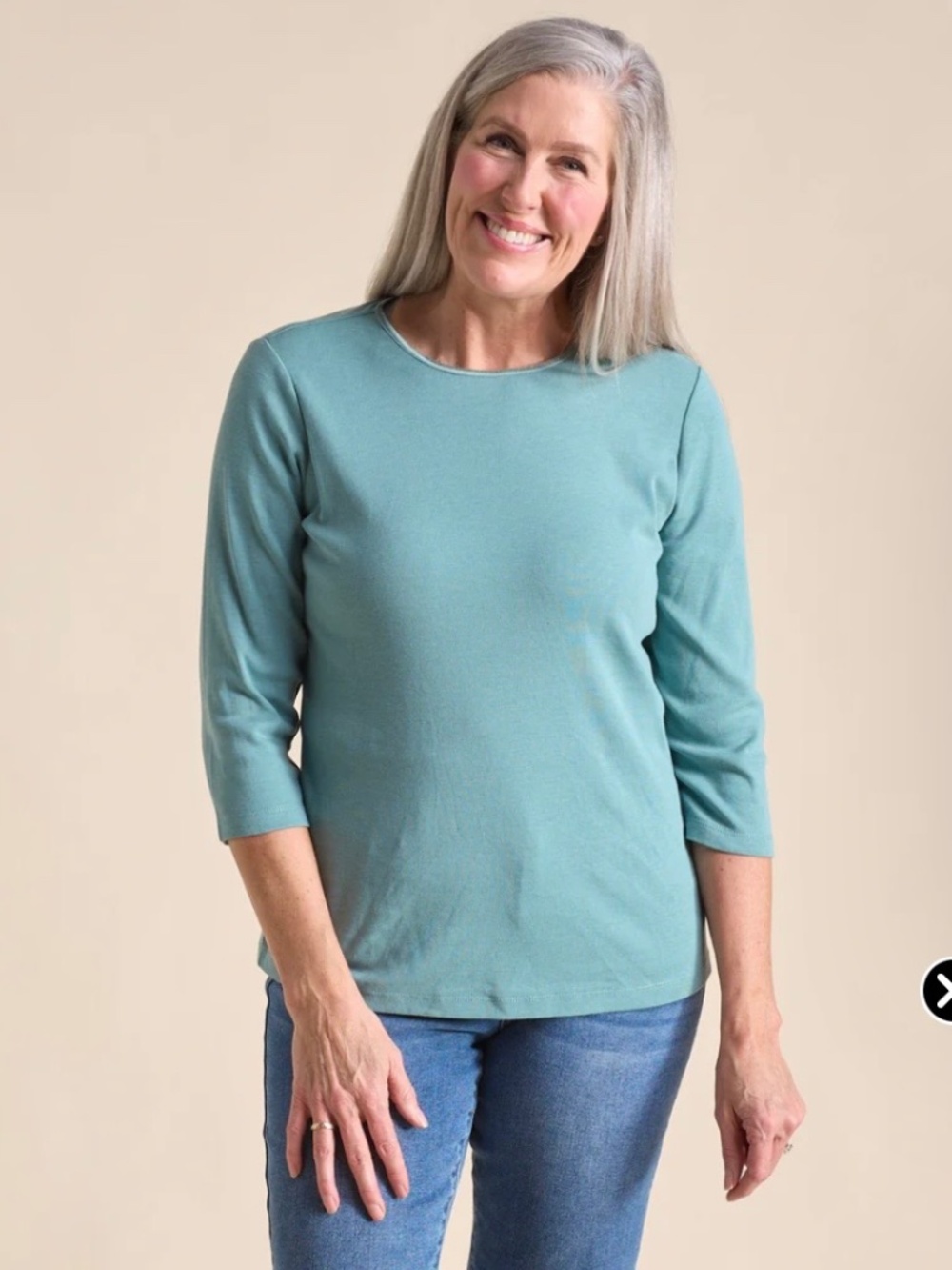 3/4 Sleeve Heathered Sati Trim Plus Perfect Tee